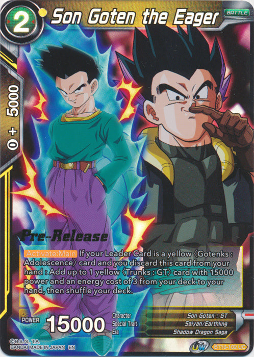 Son Goten the Eager (BT10-102) [Rise of the Unison Warrior Prerelease Promos] Parallel Foil
