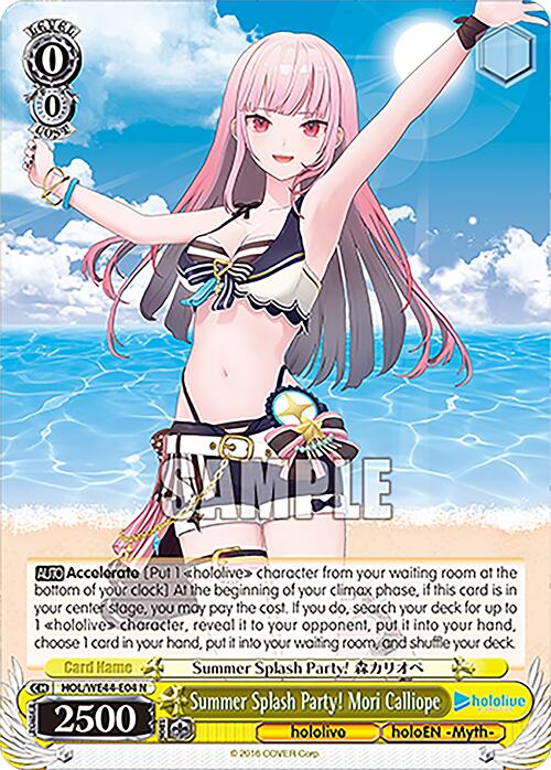 Summer Splash Party! Mori Calliope (HOL/WE44-E04 N) - hololive production Summer Collection Premium Booster
