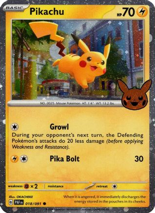 Pikachu - 018/091 (Cosmos Holo) [18] (Trick or Trade BOOster Bundle 2024) Holofoil