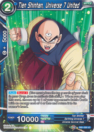 Tien Shinhan, Universe 7 United (DB1-026) [Dragon Brawl] Parallel Foil