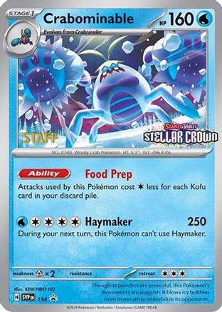 Crabominable (Prerelease) [Staff] 134 - SV Scarlet & Violet Promo Cards Reverse Holofoil