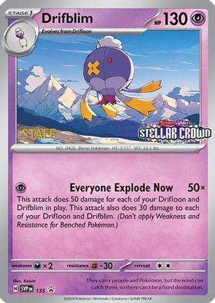 Drifblim (Prerelease) [Staff] 135 - SV Scarlet & Violet Promo Cards Reverse Holofoil