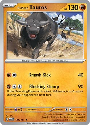 Paldean Tauros 101 - SV08 Surging Sparks Reverse Holofoil