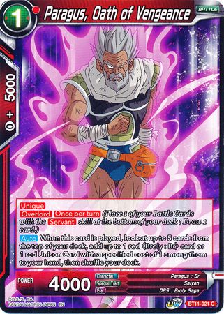 Paragus, Oath of Vengeance (BT11-021) [Vermilion Bloodline] Parallel Foil