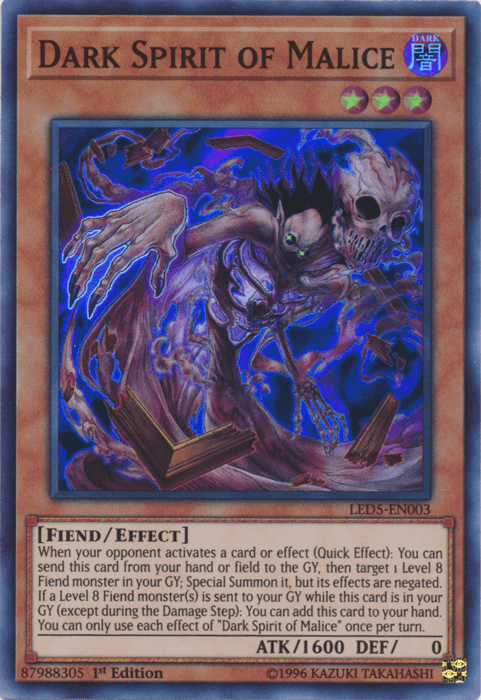 Dark Spirit of Malice [LED5-EN003] Super Rare - Josh's Cards