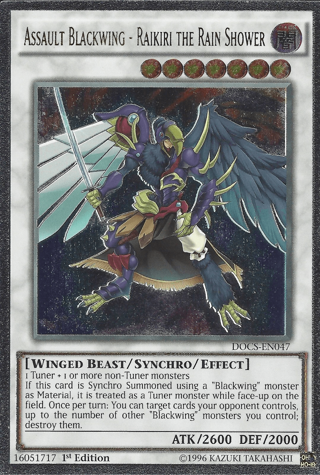 Assault Blackwing - Raikiri the Rain Shower (UTR) [DOCS-EN047] Ultimate Rare - Josh's Cards