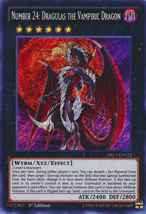 Number 24: Dragulas the Vampiric Dragon [DRL3-EN022] Secret Rare - Josh's Cards