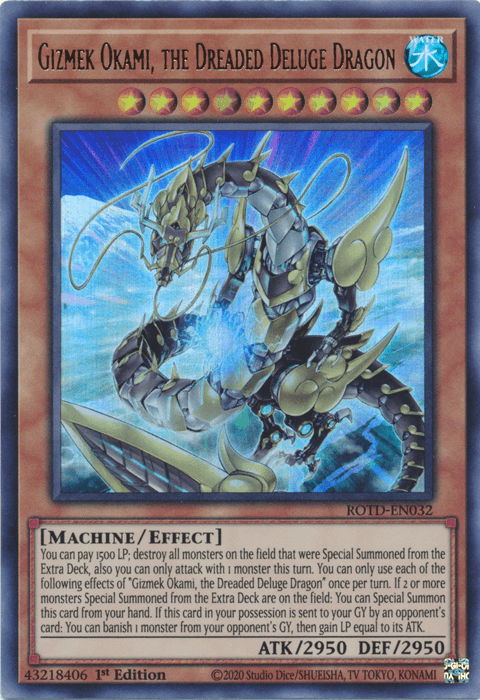 Gizmek Okami, the Dreaded Deluge Dragon [ROTD-EN032] Ultra Rare - Josh's Cards