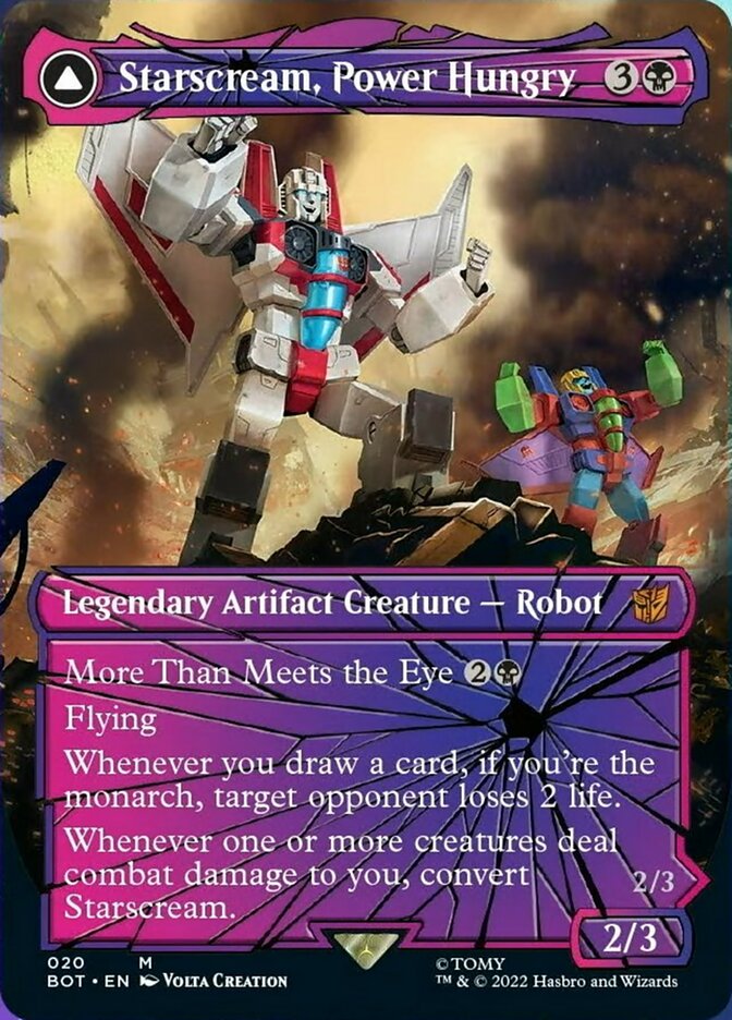 Starscream, Power Hungry // Starscream, Seeker Leader (BOT-020) - Transformers: (shatteredglass, convertdfc) (Borderless) Foil