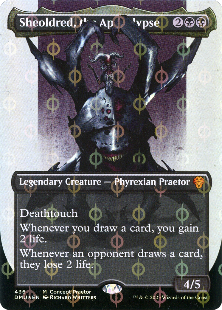 Sheoldred, the Apocalypse (ONE-436) - Dominaria United (Borderless) Foil