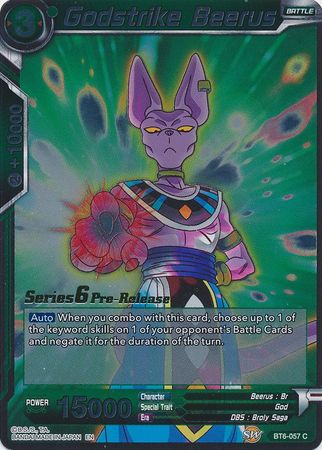 Godstrike Beerus (BT6-057_PR) [Destroyer Kings Prerelease Promos] Parallel Foil