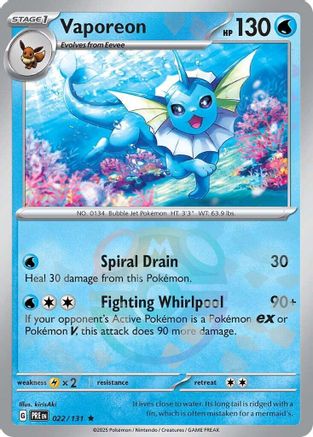 Vaporeon (Master Ball Pattern) 022/131 - SV Prismatic Evolutions Holofoil
