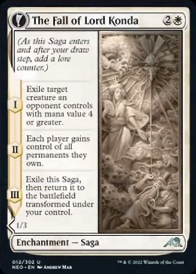 The Fall of Lord Konda // Fragment of Konda (NEO-012) - Kamigawa: Neon Dynasty: (fandfc, enchantment) Foil