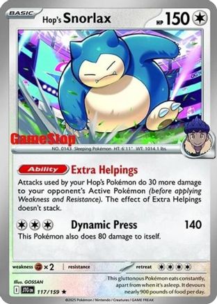 Hop's Snorlax (GameStop) (Cosmos Holo) 117/159 - Miscellaneous Cards & Products Holofoil