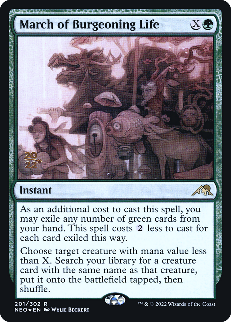 March of Burgeoning Life (PRE-201S) - Kamigawa: Neon Dynasty Promos Foil