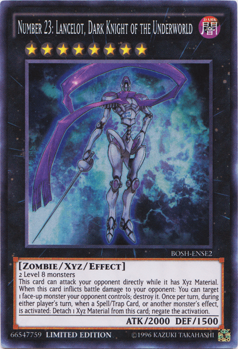 Number 23: Lancelot, Dark Knight of the Underworld [BOSH-ENSE2] Super Rare - Josh's Cards