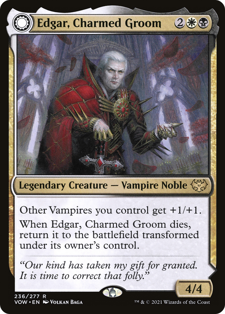 Edgar, Charmed Groom // Edgar Markov's Coffin (VOW-236) - Innistrad: Crimson Vow: (Double Faced Transform) Foil