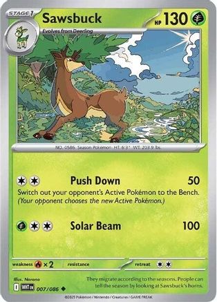 Sawsbuck 007/086 - SV White Flare Reverse Holofoil