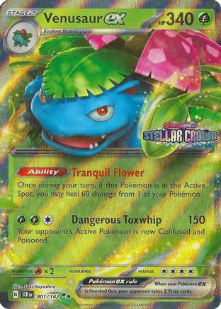 Venusaur ex (Stellar Crown Stamp) 001 - Miscellaneous Cards & Products Holofoil