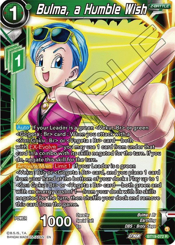 Bulma, a Humble Wish (BT19-072) [Fighter's Ambition] Parallel Foil