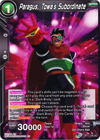 Paragus, Towa's Subordinate (BT11-136) [Vermilion Bloodline 2nd Edition] Parallel Foil