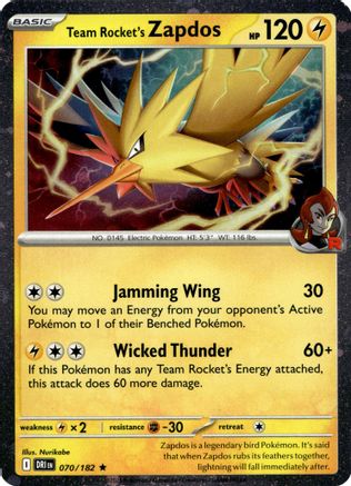 Team Rocket's Zapdos (Cosmos Holo) 070/182 - Miscellaneous Cards & Products Holofoil