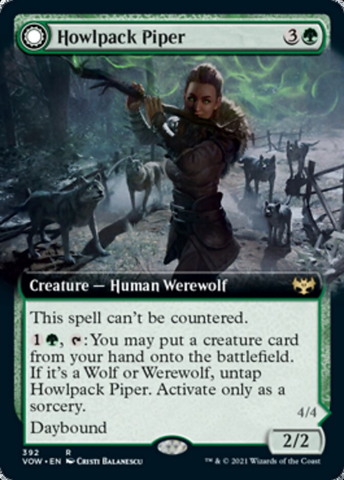 Howlpack Piper // Wildsong Howler (VOW-392) - Innistrad: Crimson Vow: (Extended Art, Double Faced Transform) Foil