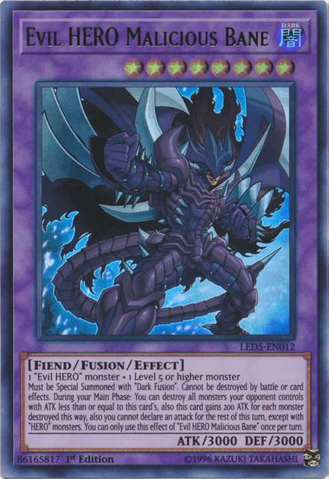 Evil Hero Malicious Bane [LED5-EN012] Ultra Rare - Josh's Cards