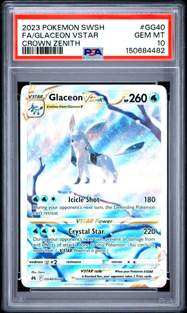 Glaceon VSTAR Crown Zenith Galarian Gallery GG40/GG70 PSA 10