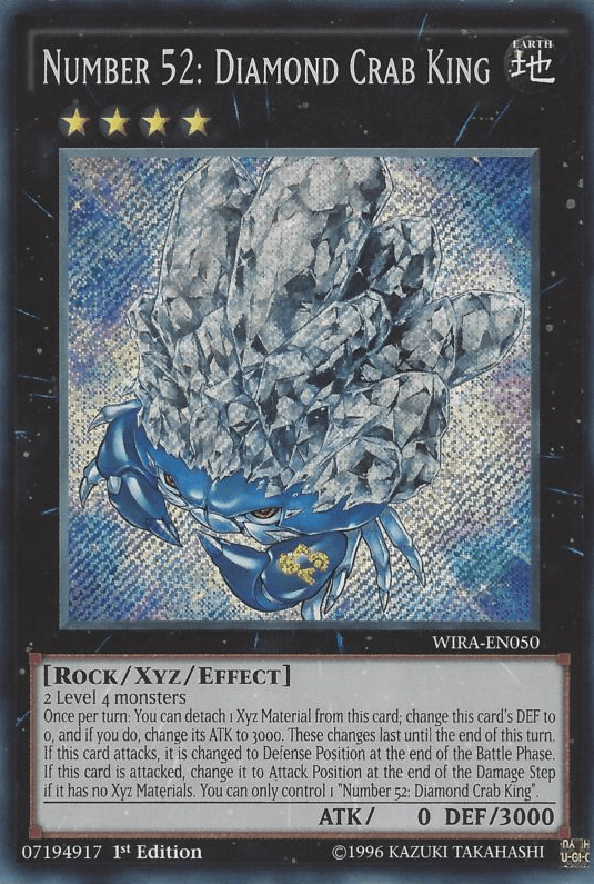 Number 52: Diamond Crab King [WIRA-EN050] Secret Rare - Josh's Cards
