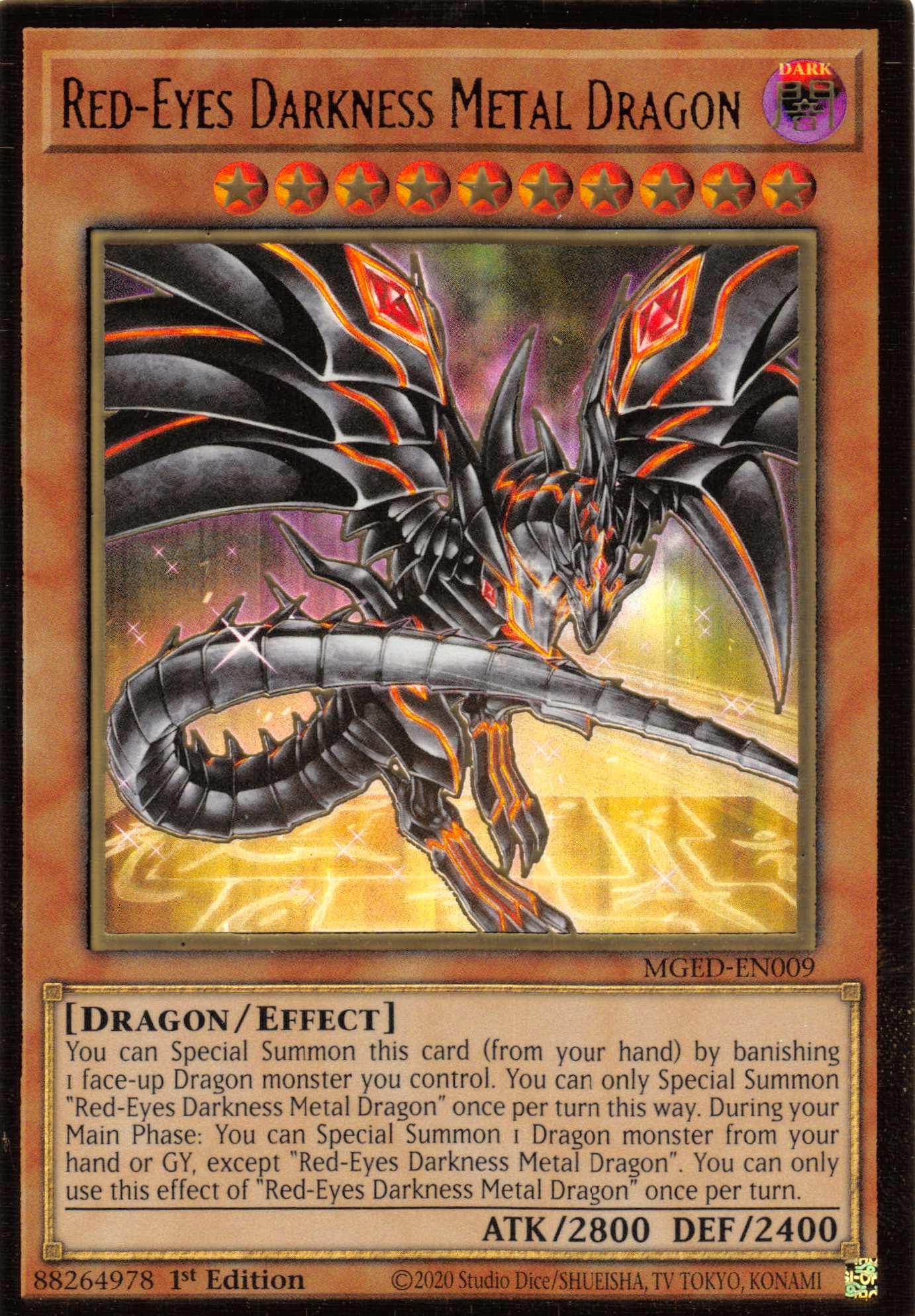 Red-Eyes Darkness Metal Dragon (Alternate Art) [MGED-EN009] Gold Rare - Josh's Cards