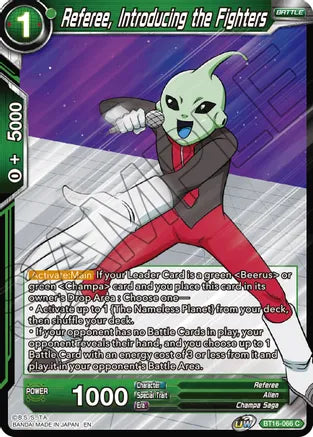 Referee, Introducing the Fighters (BT16-066) [Realm of the Gods] Parallel Foil