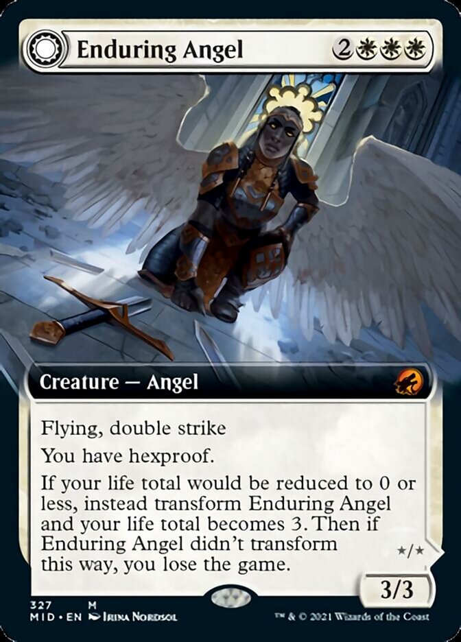 Enduring Angel // Angelic Enforcer (MID-327) - Innistrad: Midnight Hunt: (Extended Art, Double Faced Transform) Foil