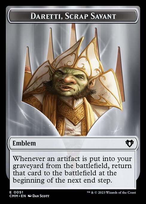 Thopter // Emblem - Daretti, Scrap Savant Double-Sided Token [Commander Masters Tokens] Foil