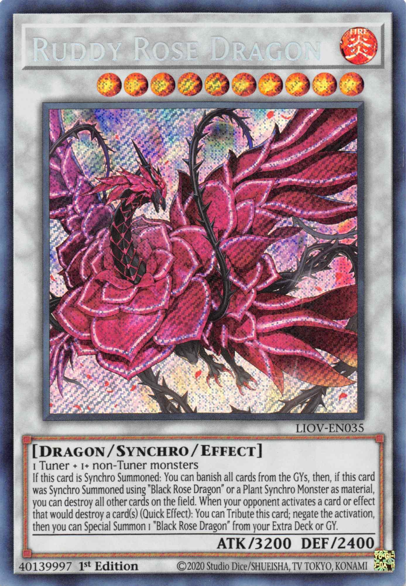 Ruddy Rose Dragon [LIOV-EN035] Secret Rare - Josh's Cards