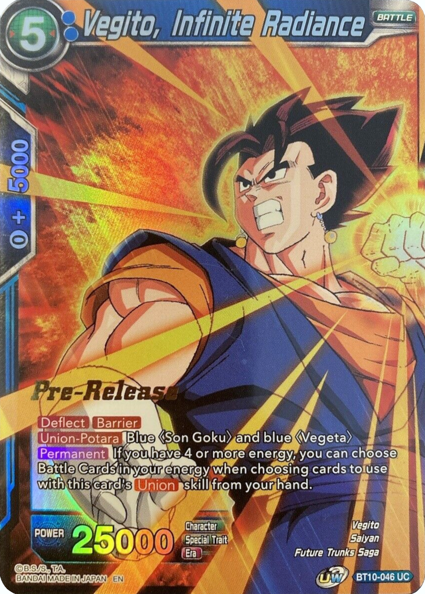 Vegito, Infinite Radiance (BT10-046) [Rise of the Unison Warrior Prerelease Promos] Parallel Foil