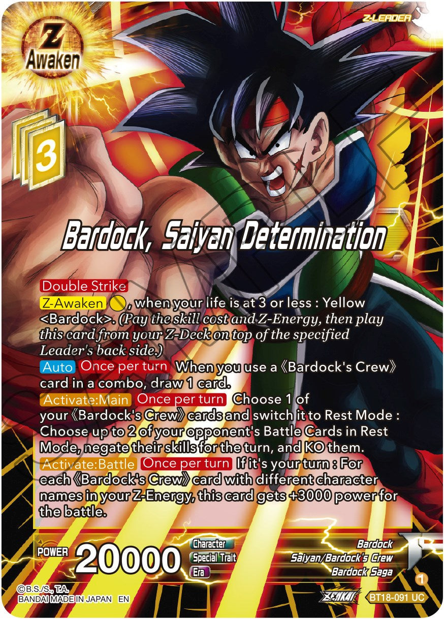 Bardock, Saiyan Determination (BT18-091) [Dawn of the Z-Legends] Parallel Foil