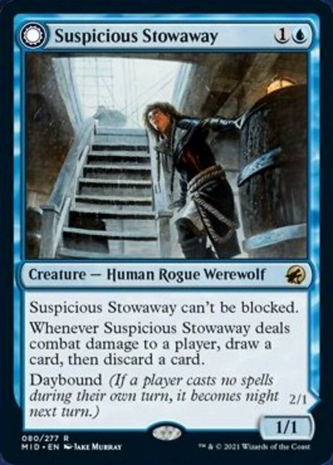 Suspicious Stowaway // Seafaring Werewolf (MID-080) - Innistrad: Midnight Hunt: (Double Faced Transform) Foil
