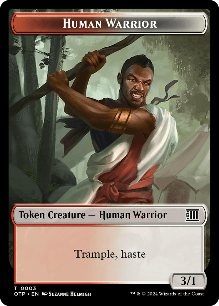 Human Warrior // Plot Double-Sided Token [Outlaws of Thunder Junction: Breaking News Tokens] - Josh's Cards