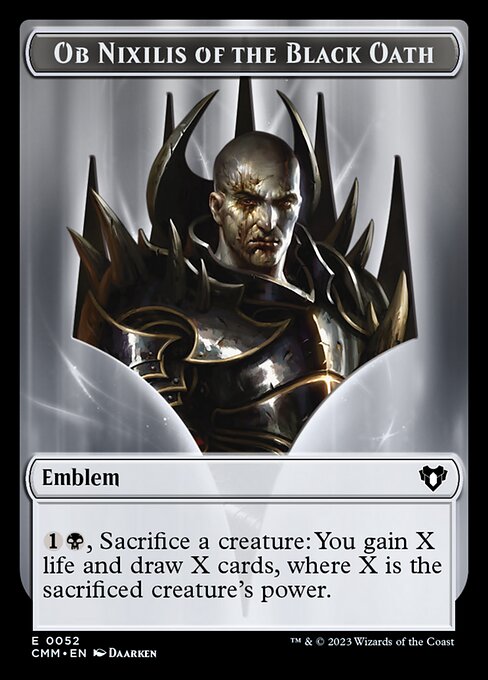 Treasure // Emblem - Ob Nixilis of the Black Oath Double-Sided Token [Commander Masters Tokens] Foil