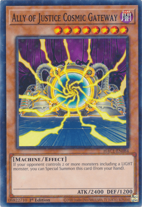 Ally of Justice Cosmic Gateway (Duel Terminal) [HAC1-EN084] Parallel Rare - Josh's Cards