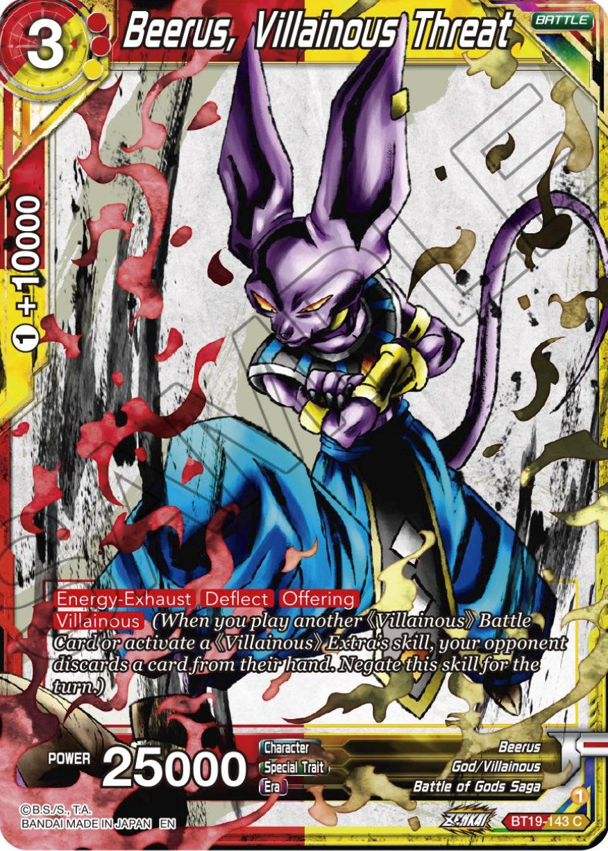 Beerus, Villainous Threat (BT19-143) [Fighter's Ambition] Parallel Foil