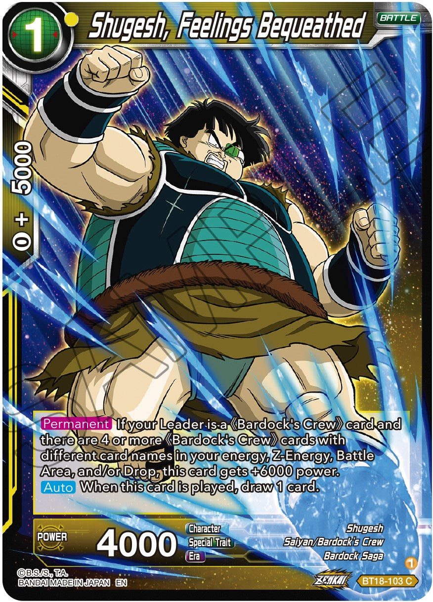 Shugesh, Feelings Bequeathed (BT18-103) [Dawn of the Z-Legends] Parallel Foil
