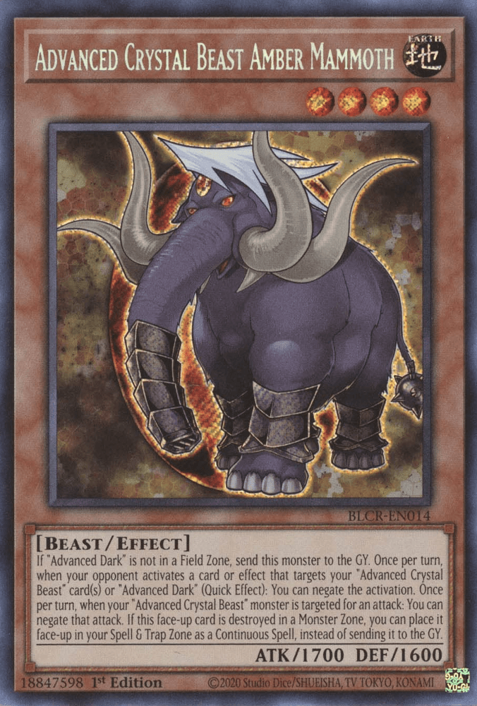 Advanced Crystal Beast Amber Mammoth [BLCR-EN014] Secret Rare - Josh's Cards