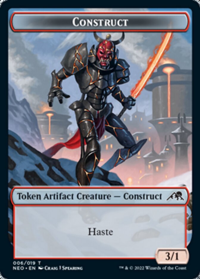 Samurai // Construct (006) Double-Sided Token [Kamigawa: Neon Dynasty Tokens] Foil