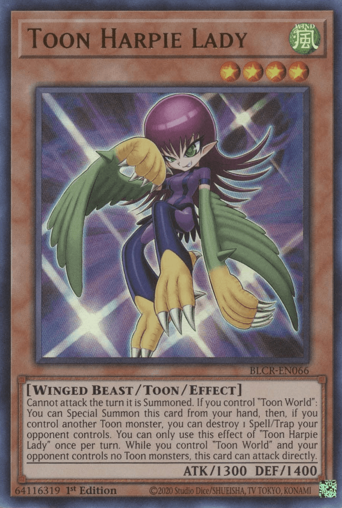 Toon Harpie Lady [BLCR-EN066] Ultra Rare - Josh's Cards