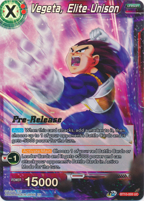Vegeta, Elite Unison (BT10-005) [Rise of the Unison Warrior Prerelease Promos] Parallel Foil