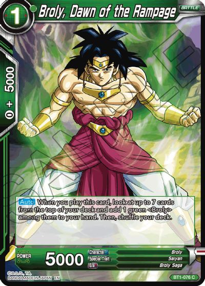 Broly, Dawn of the Rampage (Reprint) (BT1-076) [Battle Evolution Booster] Parallel Foil