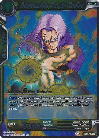 Dependable Saiyan Trunks (BT6-086_PR) [Destroyer Kings Prerelease Promos] Parallel Foil