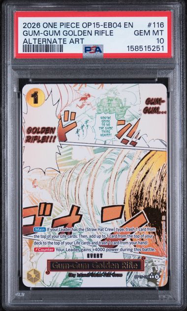 Gum-Gum Golden Rifle Adventure on Kami's Island OP15-116 PSA 10